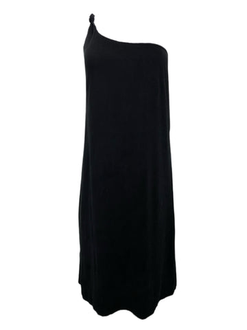 ECRU Women's Black Suede Cupro One Shoulder Dress #6090 S NWT