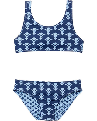 VINEYARD VINES Girl's Navy Reversible Print Swimwear #6442 M NWT