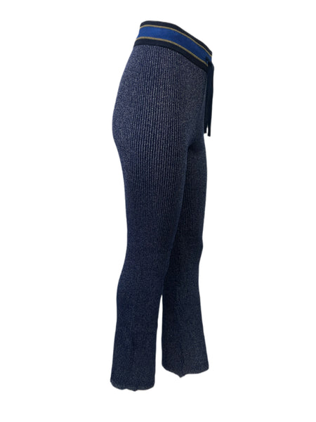 SCOTCH & SODA Women's Blue Lurex Knit Flared Pants #653 XS NWT