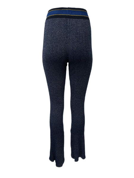 SCOTCH & SODA Women's Blue Lurex Knit Flared Pants #653 XS NWT