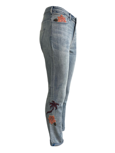 SCOTCH & SODA Women's Blue Embroidered Boyfriend Jeans #666 26/32 NWT