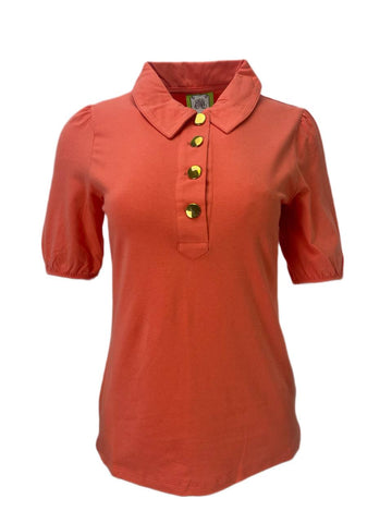 ELIZABETH MCKAY Women's Coral Polo Shirt #7005 S NWT