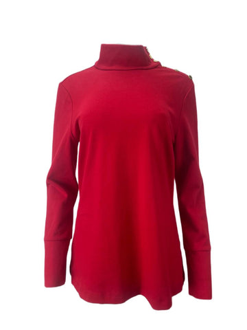 ELIZABETH MCKAY Women's Red Riley Turtleneck Top #7073 XL NWT