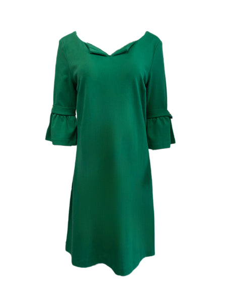 ELIZABETH MCKAY Belle du Jour Jolly Green 3/4  Sleeve Shift Dress 7077 $265 NWT