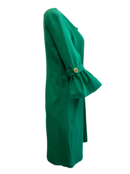 ELIZABETH MCKAY Belle du Jour Jolly Green 3/4  Sleeve Shift Dress 7077 $265 NWT