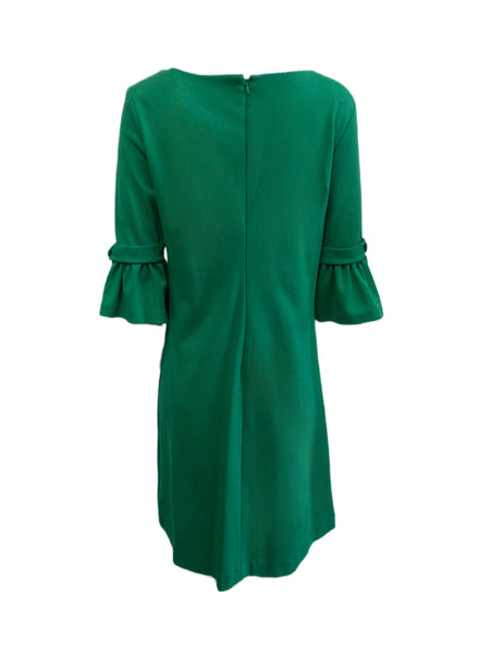 ELIZABETH MCKAY Belle du Jour Jolly Green 3/4  Sleeve Shift Dress 7077 $265 NWT