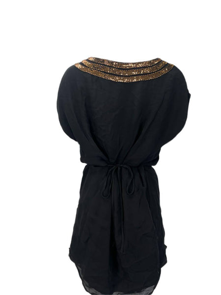 HAUTE HIPPIE Women's Black  V-Neck Belted Dress #7144 M NWT