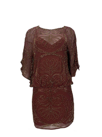 HAUTE HIPPIE Women's Burgundy Casual Details Dress #7195 S NWT