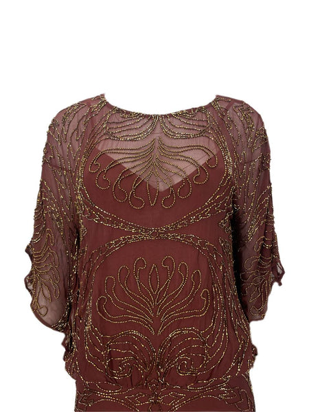 HAUTE HIPPIE Women's Burgundy Casual Details Dress #7195 S NWT