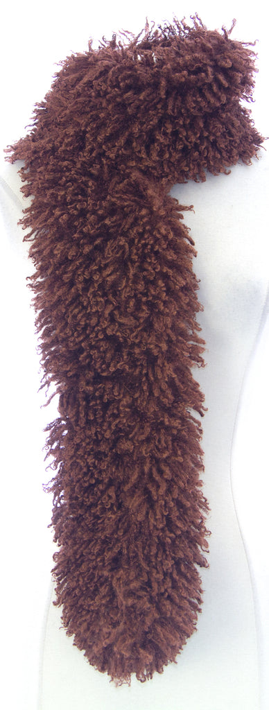 STEVIE MAC Women's Mocha Faux Curly Mongolian Lamb Scarf #719 Sz O/S NEW