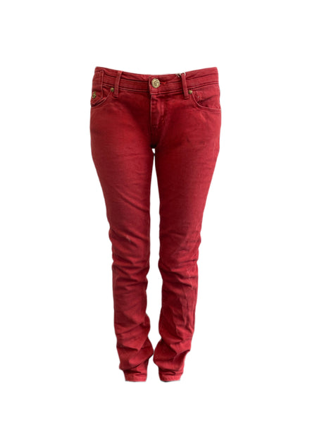 Maison Scotch Women's Burgundy Skinny Low Rise Pants #725 27/32 NWT