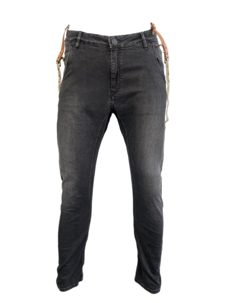 MAISON SCOTCH Men's Grey Tapered Suspenders Jeans #745 NWT