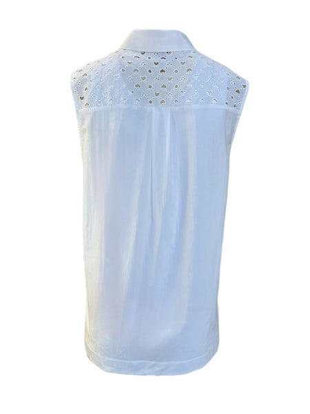 SCOTCH & SODA Women's White Button Front Sleeveless Collared Top #756 NWT