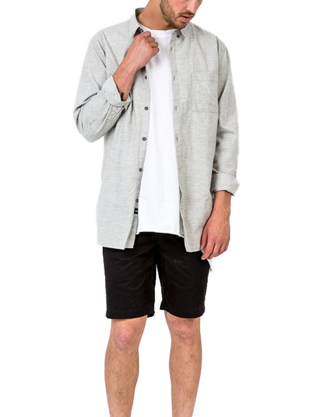 ZANEROBE Men's Grey Marle 7ft Long Sleeve Shirt $129 NWT