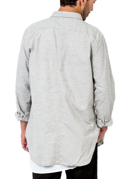 ZANEROBE Men's Grey Marle 7ft Long Sleeve Shirt $129 NWT
