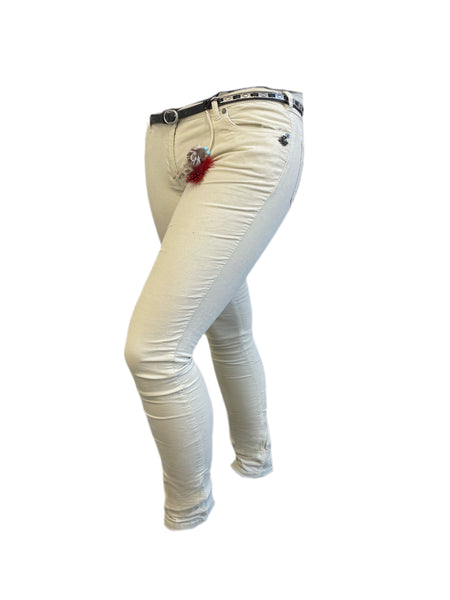 Maison Scotch Women's Beige Belted Pants #856 NWT