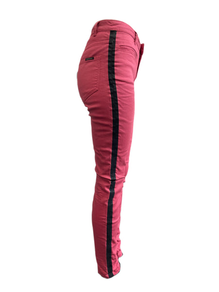 Maison Scotch Women's Pink Skinny Side-Stripe Pants #881 No Size NWT