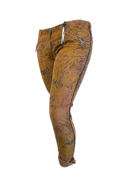 Maison Scotch Women's Brown All Over Print Pants #882 30/32 NWT