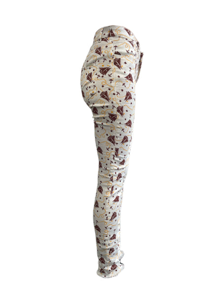 Maison Scotch Women's White All Over Print Pants #884 No Size NWT