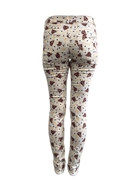 Maison Scotch Women's White All Over Print Pants #884 No Size NWT