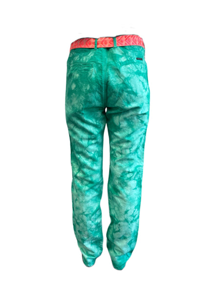 Maison Scotch Women's Green Straight Leg Tie Dye Pants #884 NWT