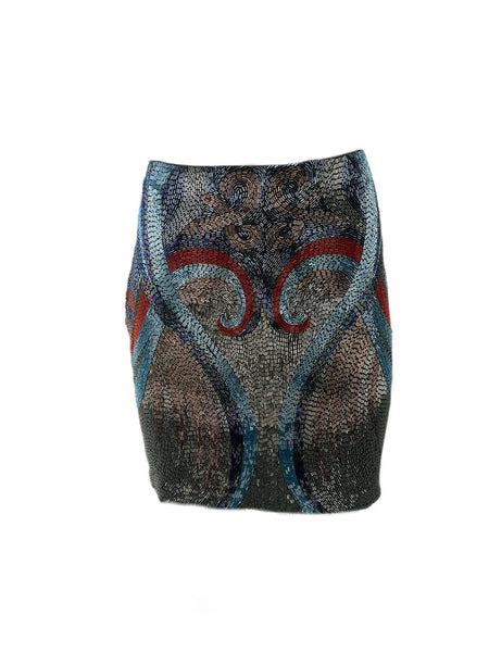 HAUTE HIPPIE Women's Black Blue Mini Skirt #9067 NWT