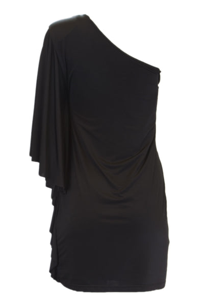 ANALILI Women's Black One Shoulder Batwing Dress 996O31 $245 NWT