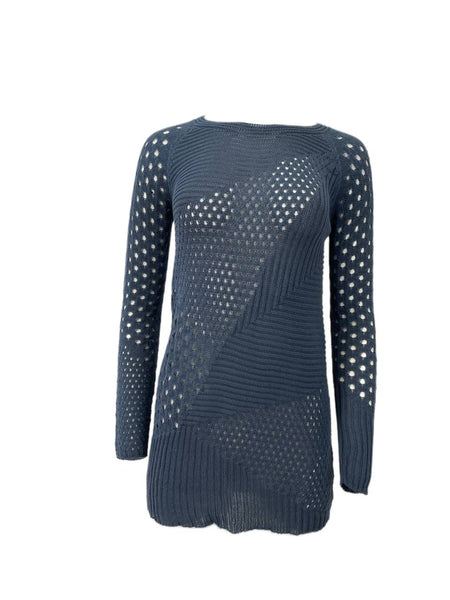 RICHARD CHAI Women's Blue Patchwork Crochet #9F11 NWT