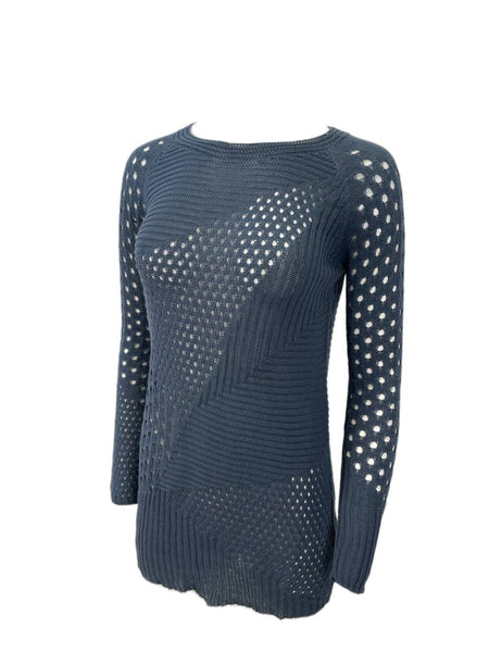 RICHARD CHAI Women's Blue Patchwork Crochet #9F11 NWT