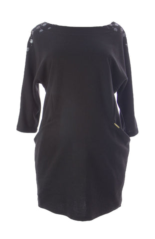 9FASHION Maternity Women's Odette Embelished Dress w/Pockets Small Black