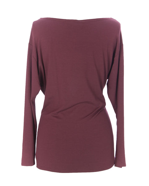 9FASHION Maternity Women's Conni Wine Off-Shoulder Blouse Sz S $84 NEW