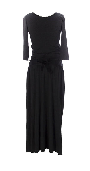 9FASHION Maternity Women's Cynthia Belted Maxi Dress, Small, Anthracite