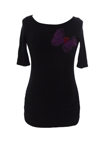 9FASHION Maternity Women's Gaya Black Butterfly Top Sz S $69 NEW