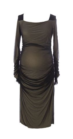 9FASHION Maternity Women's Evening Dress, Small, Black/Beige