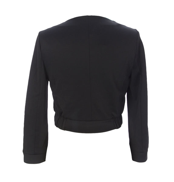 9FASHION Maternity Women's Rasty Bolero Satin Blazer, Small, Black