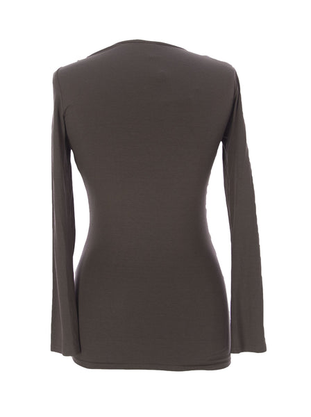 9FASHION Maternity Women's Riana II Chocolate Pleat Blouse Sz S $75 NEW