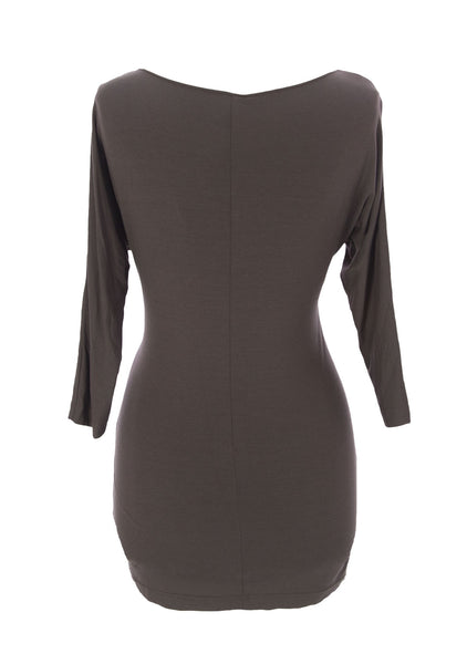 9FASHION Maternity Women's Sendi Chocolate Gold Buckle Blouse Sz S $69 NEW