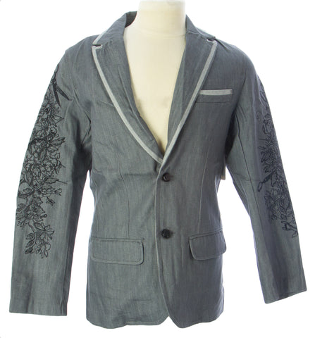 ARTFUL DODGER Men's Raw Grey Skeleton Denim Blazer AM83-B01R $198 NEW