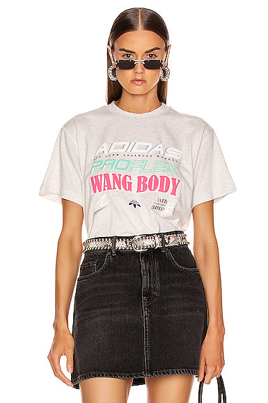 Adidas x Alexander Wang Graphic Tee, Small, Heather/White/Pink