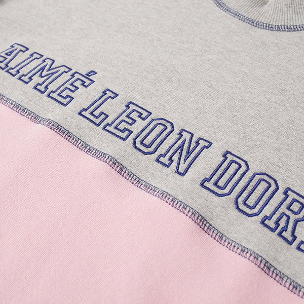 AIME LEON DORE Men's Pink 20oz Terry Cross Stitch Crewneck Hoodie NWT