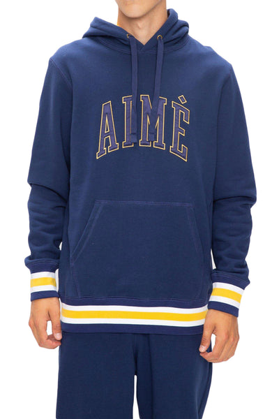 AIME LEON DORE Men's Navy 20oz Terry Collegiate Hoodie NWT