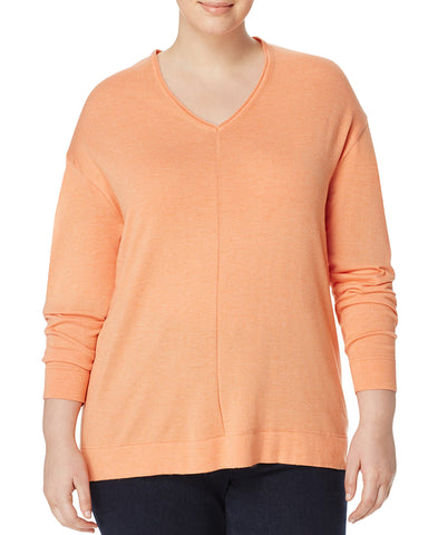 MARINA RINALDI Women's Orange Addetto V-Neck Sweater $265 NWT