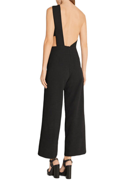 SOLACE London Women's Black Addison One Shoulder Crepe Jumpsuit Size US 4 NWT
