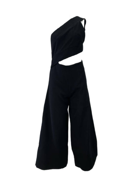 SOLACE London Women's Black Addison One Shoulder Crepe Jumpsuit Size US 4 NWT