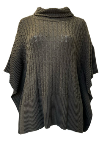 MARINA RINALDI Women's Brown Adone Cable Knit Sweater $370 NWT