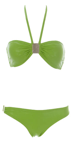 NAILA Women's Green Agra Bandeau Bikini Set AGREN $130 NEW