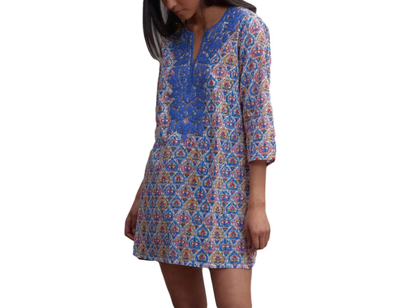 ROBERTA ROLLER RABBIT Women's Blue Akar Inez Kurta $135 NEW