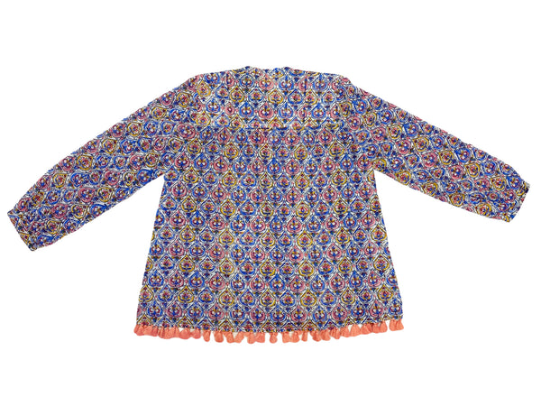 ROBERTA ROLLER RABBIT Women's Blue Akar Josefina Top $145 NEW