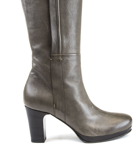 ALBERTO FERMANI Women's Brown Leather Heeled Calf Boots Size 7 NWD