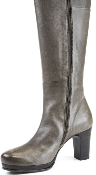 ALBERTO FERMANI Women's Brown Leather Heeled Calf Boots Size 7 NWD